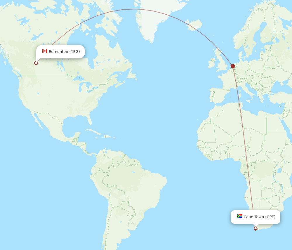 CPT-YEG flight routes