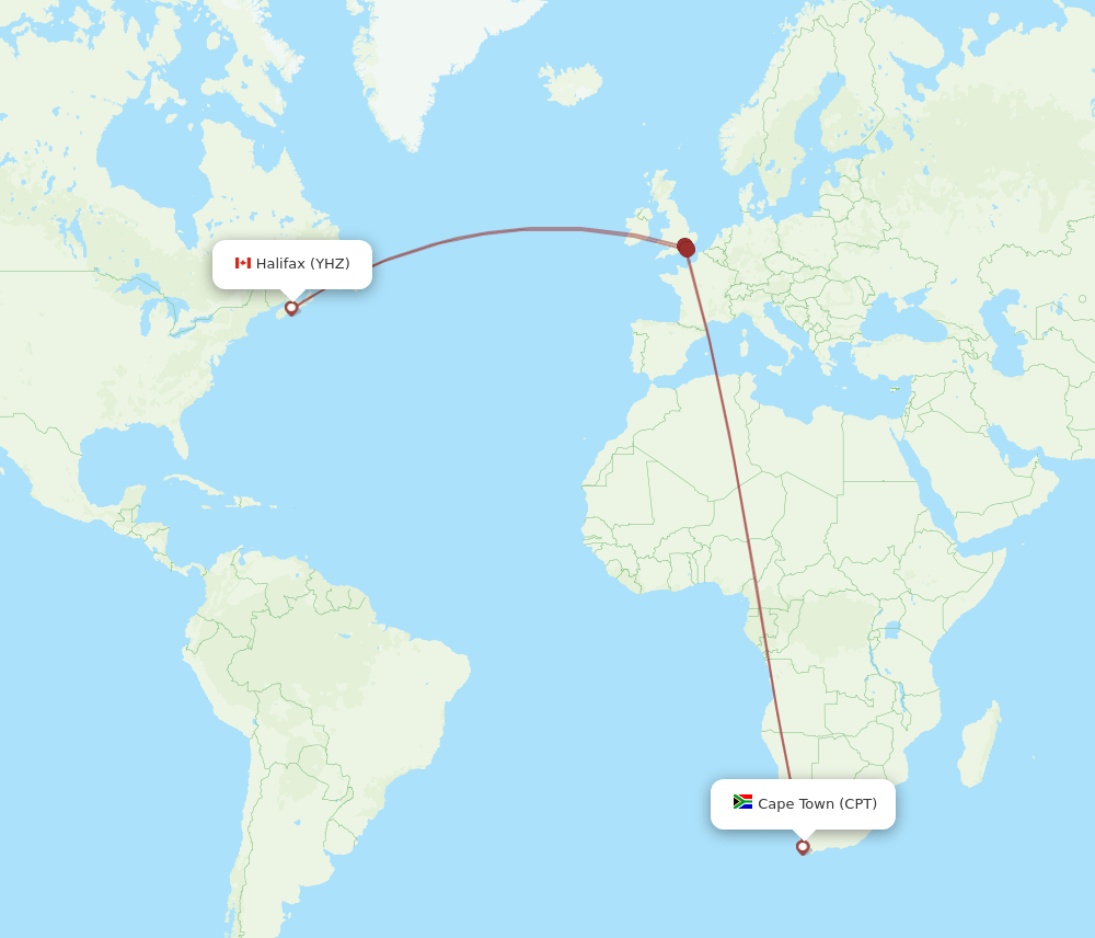 CPT-YHZ flight routes