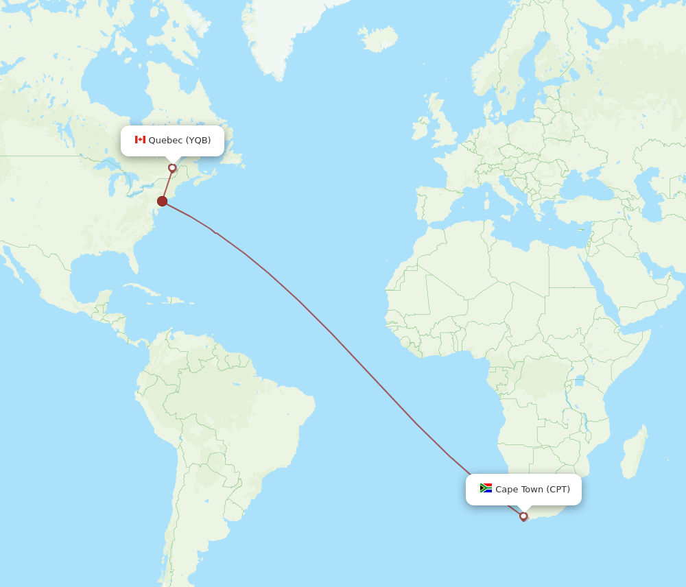 CPT-YQB flight routes
