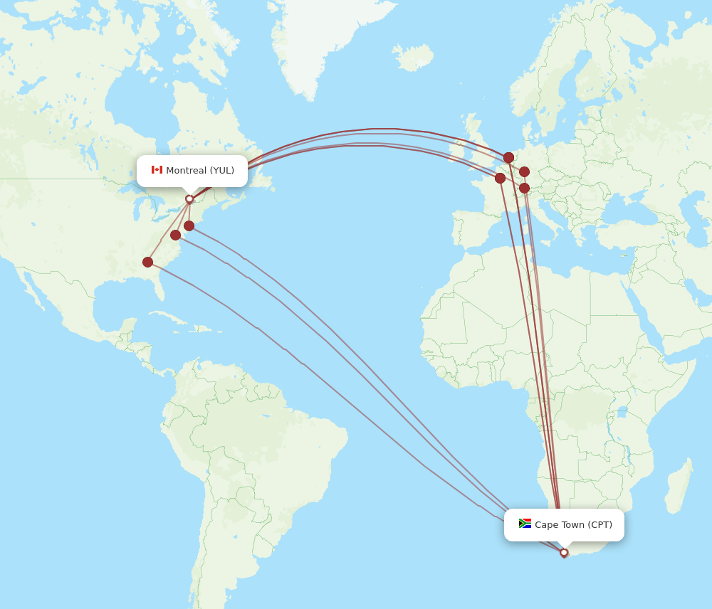 CPT-YUL flight routes