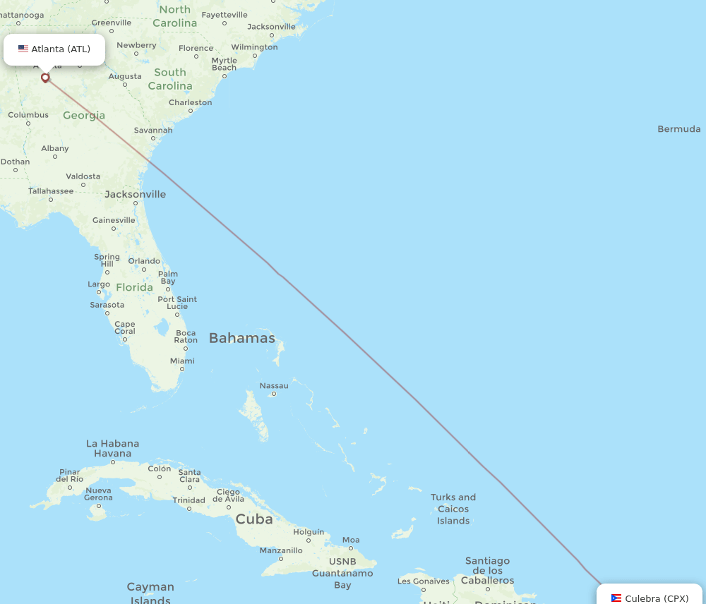 CPX to ATL flights and routes map