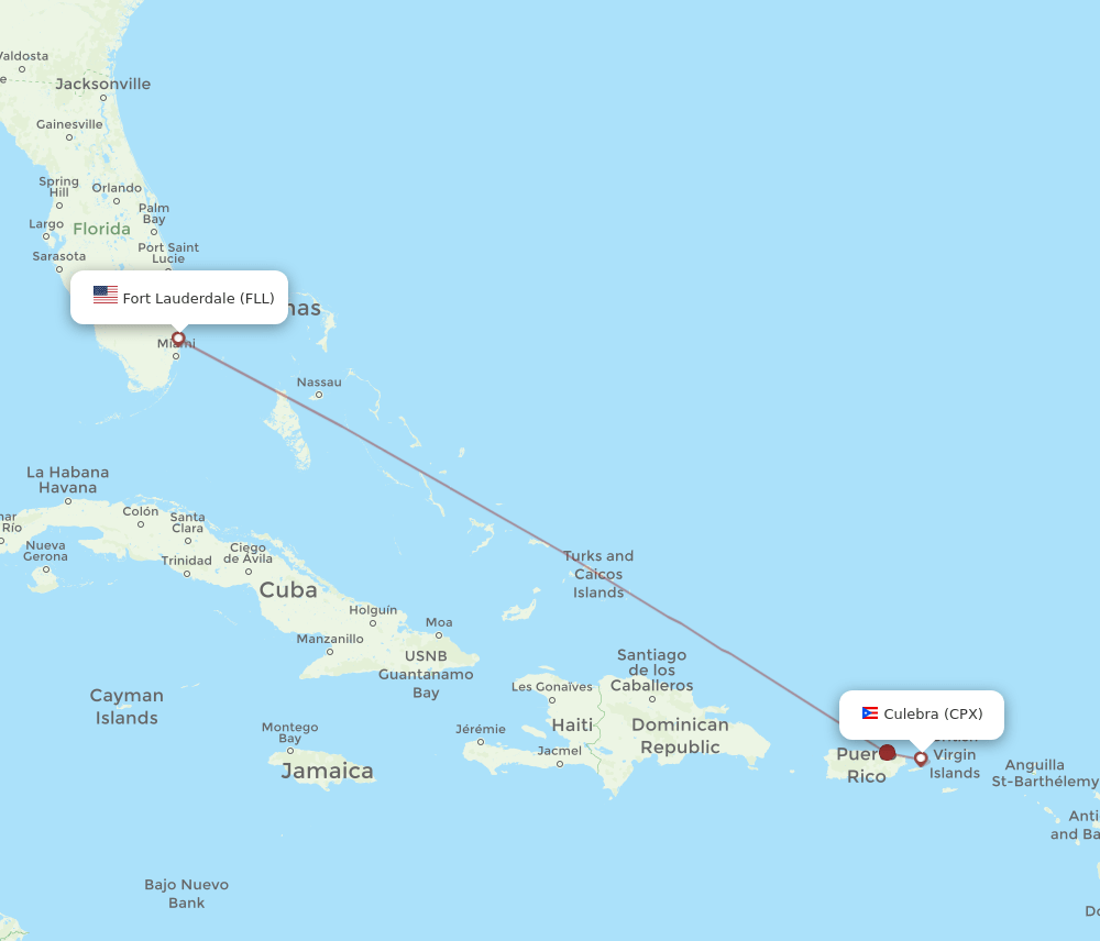 CPX to FLL flights and routes map