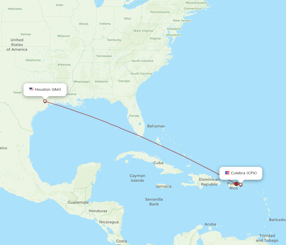 CPX to IAH flights and routes map