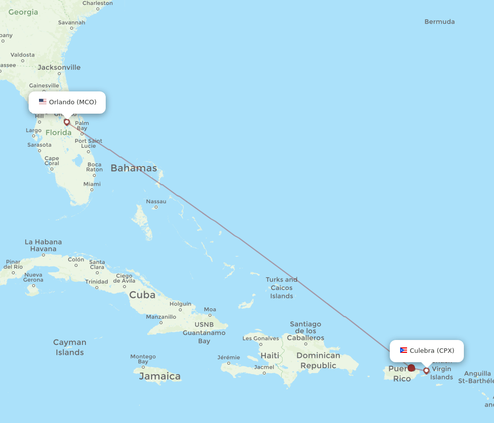 CPX to MCO flights and routes map