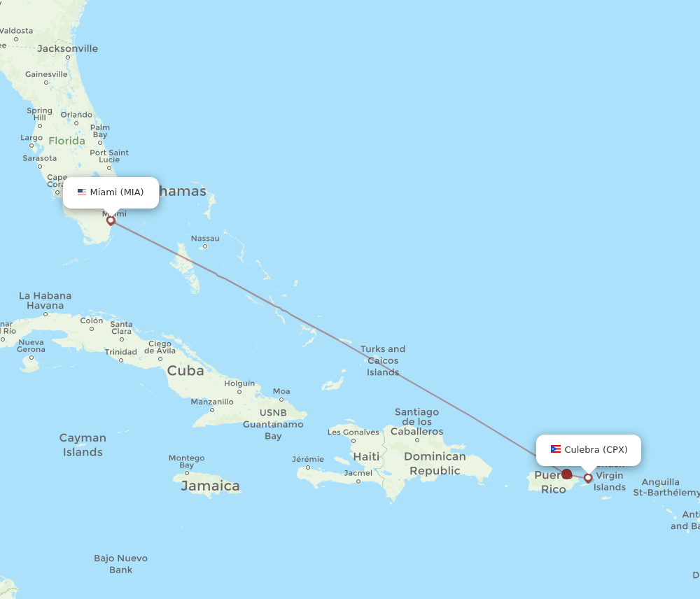 CPX-MIA flight routes