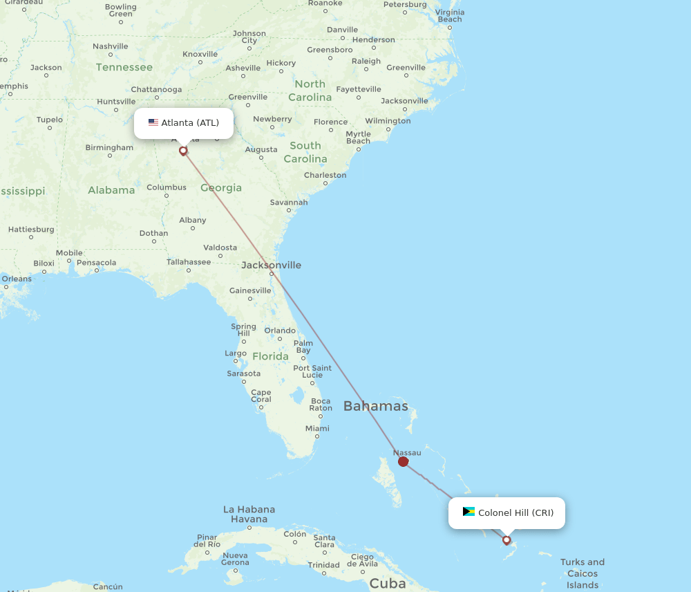 CRI-ATL flight routes