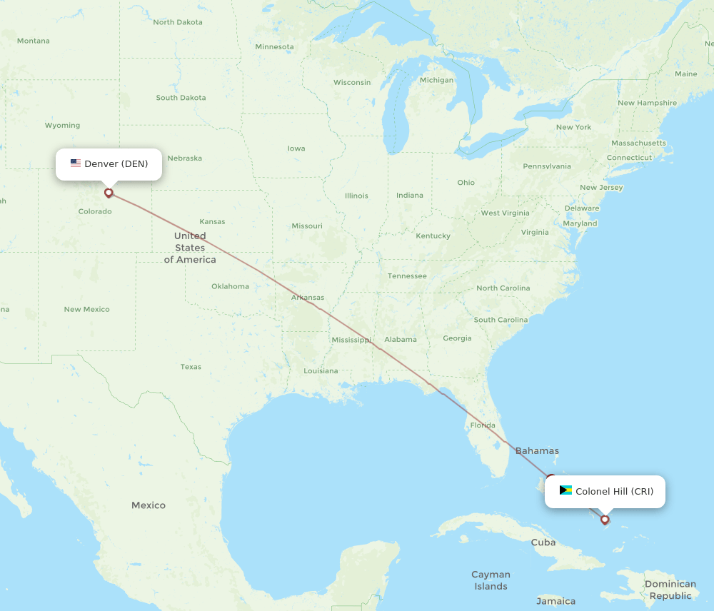 CRI to DEN flights and routes map