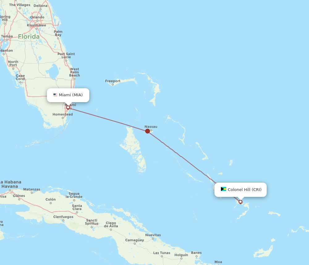 CRI-MIA flight routes
