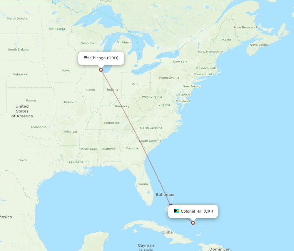 CRI-ORD flight routes