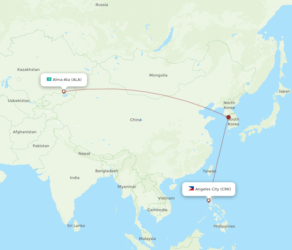 CRK-ALA flight routes