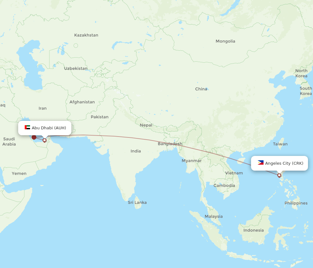 CRK to AUH flights and routes map