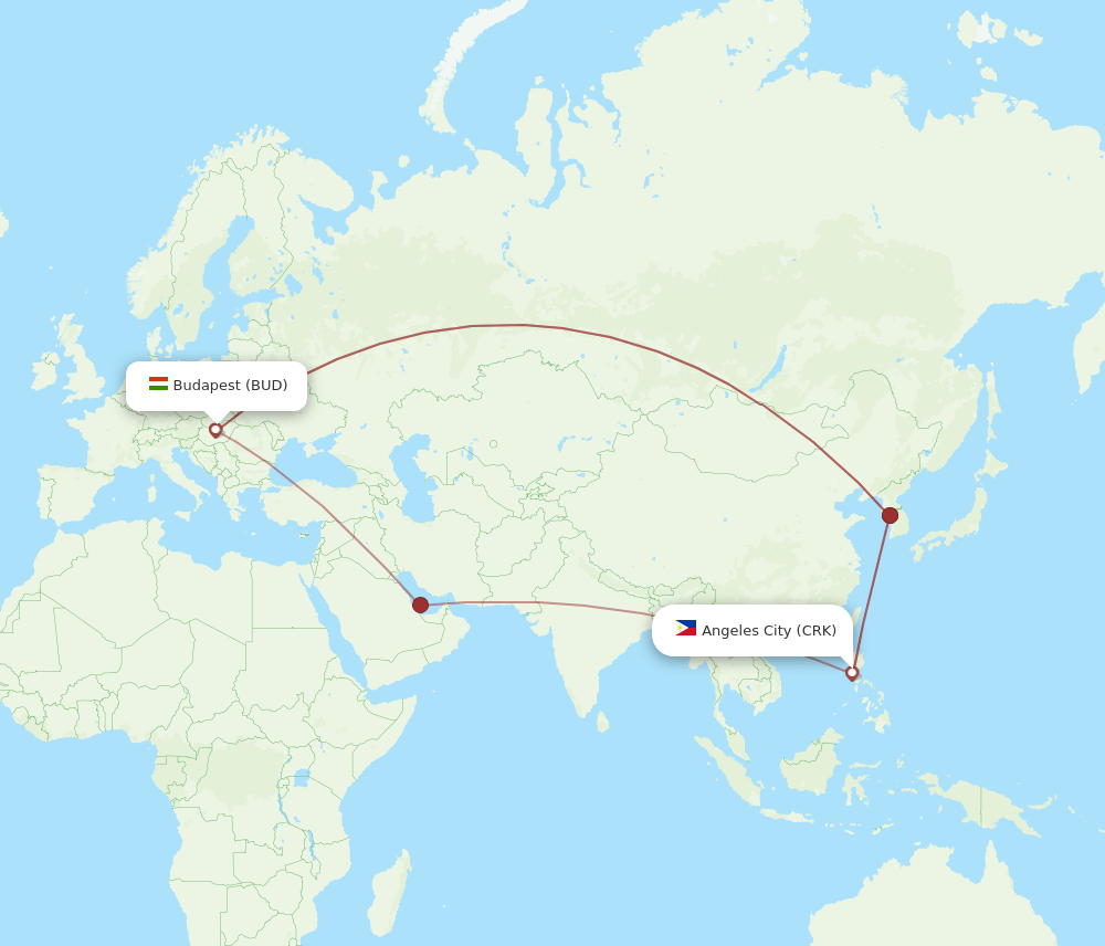 CRK-BUD flight routes