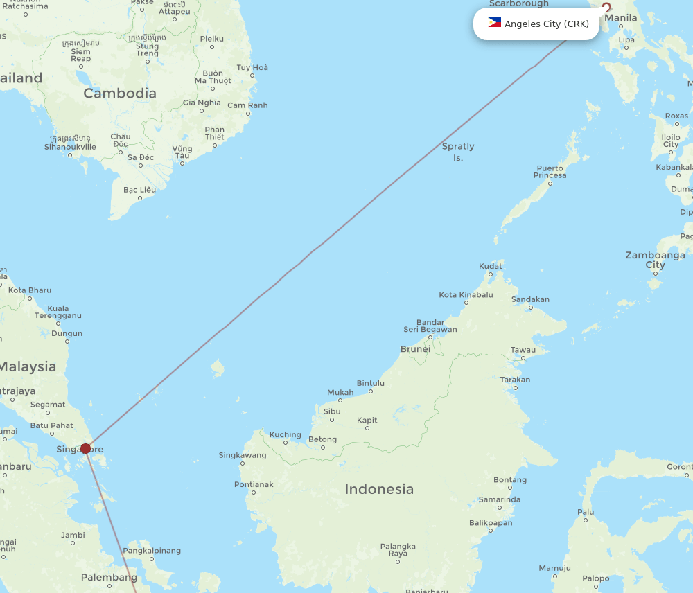 CRK-CGK flight routes