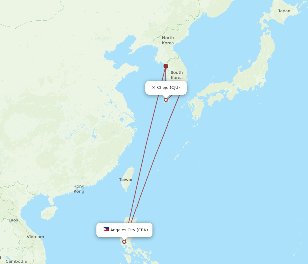 CRK-CJU flight routes