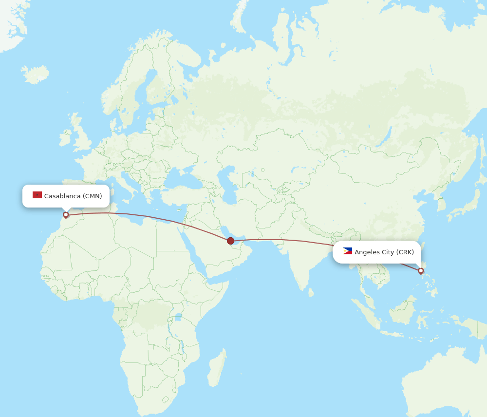 CRK-CMN flight routes