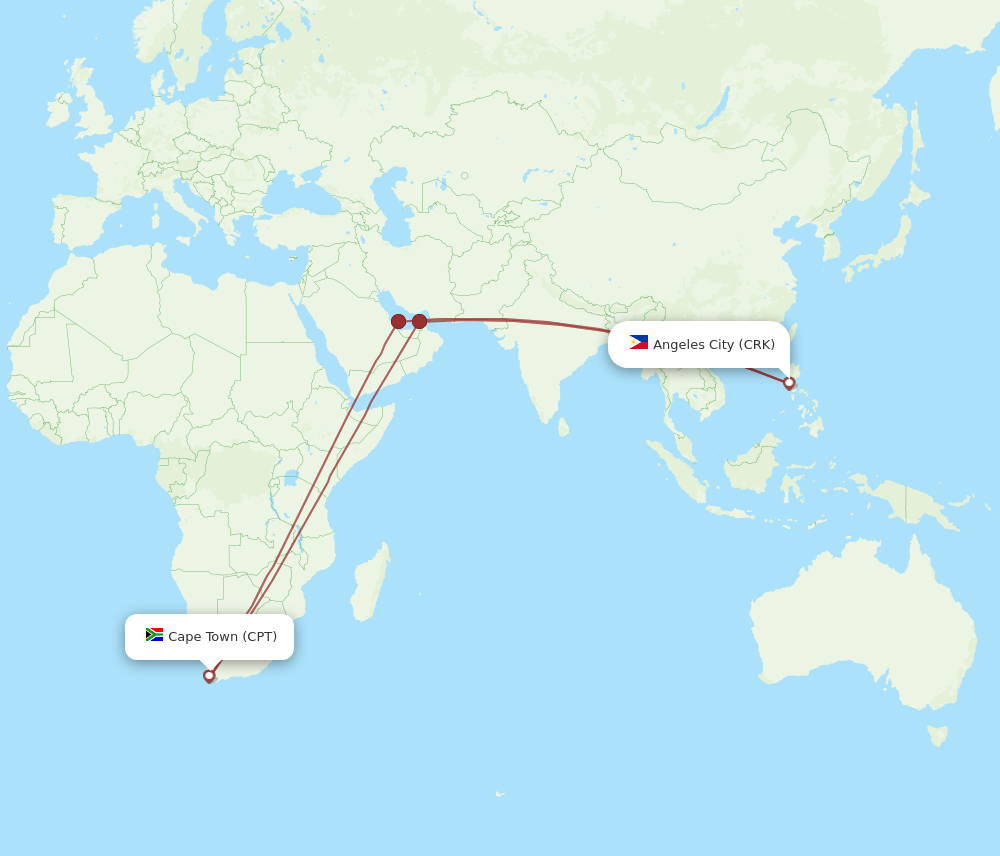 CRK-CPT flight routes