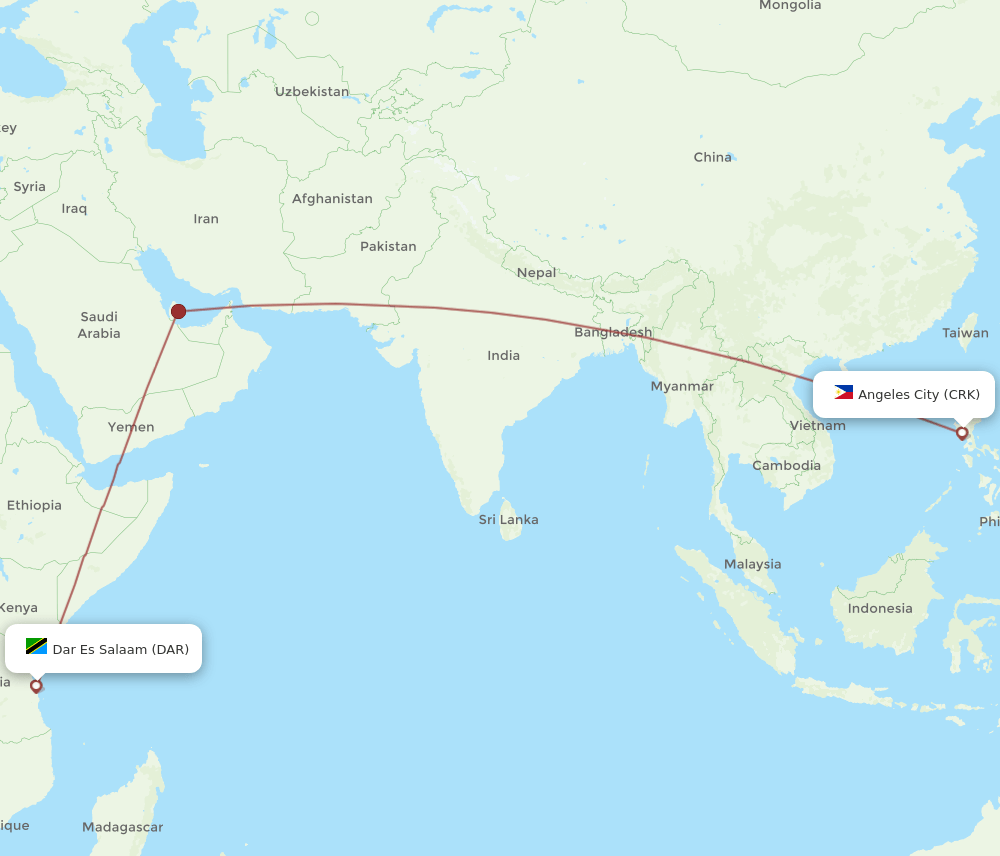 CRK to DAR flights and routes map
