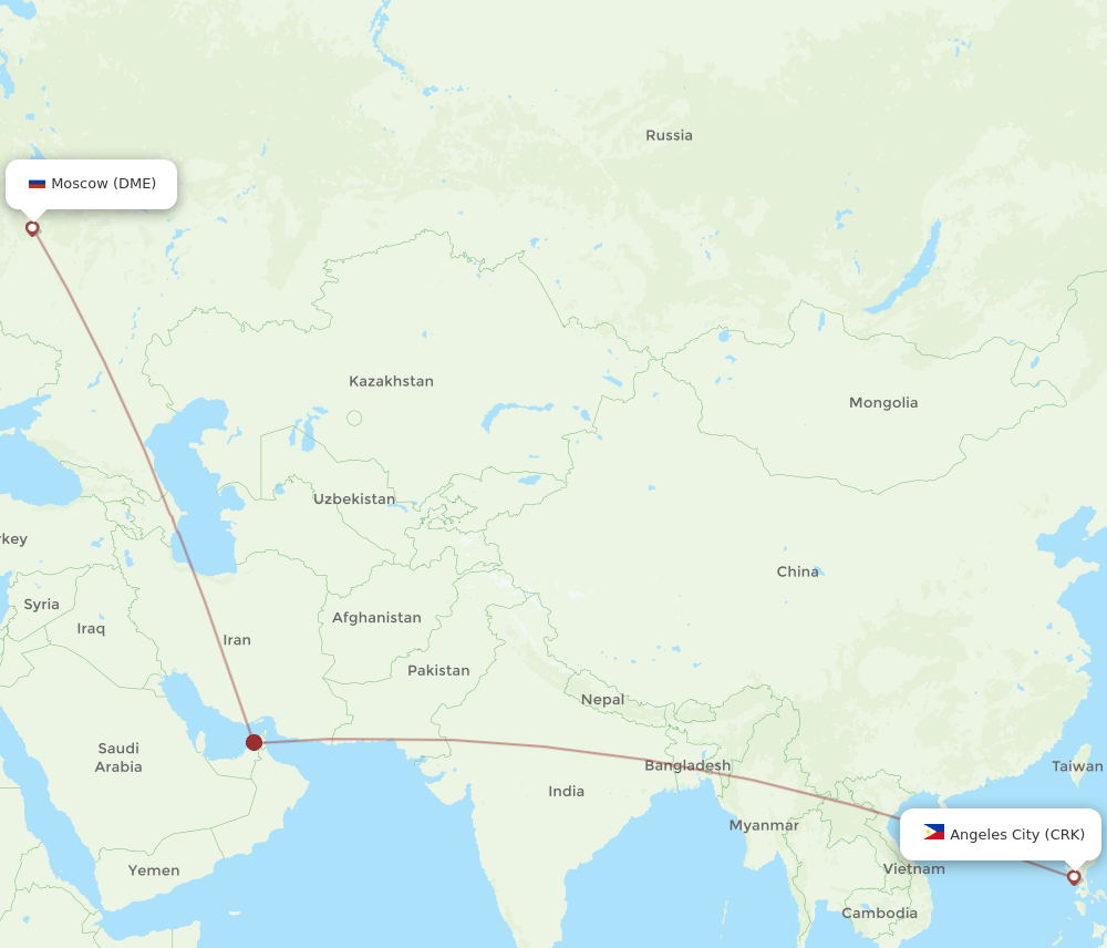 CRK-DME flight routes