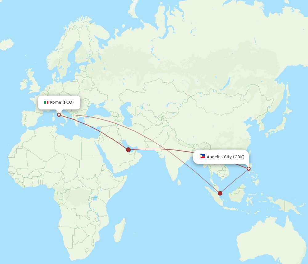 CRK-FCO flight routes
