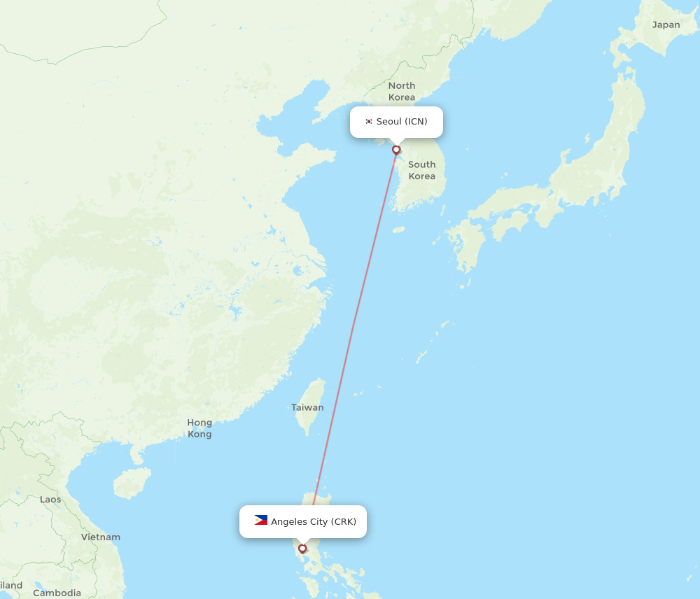 CRK to ICN flights and routes map