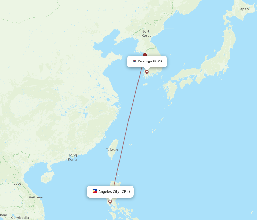 CRK-KWJ flight routes