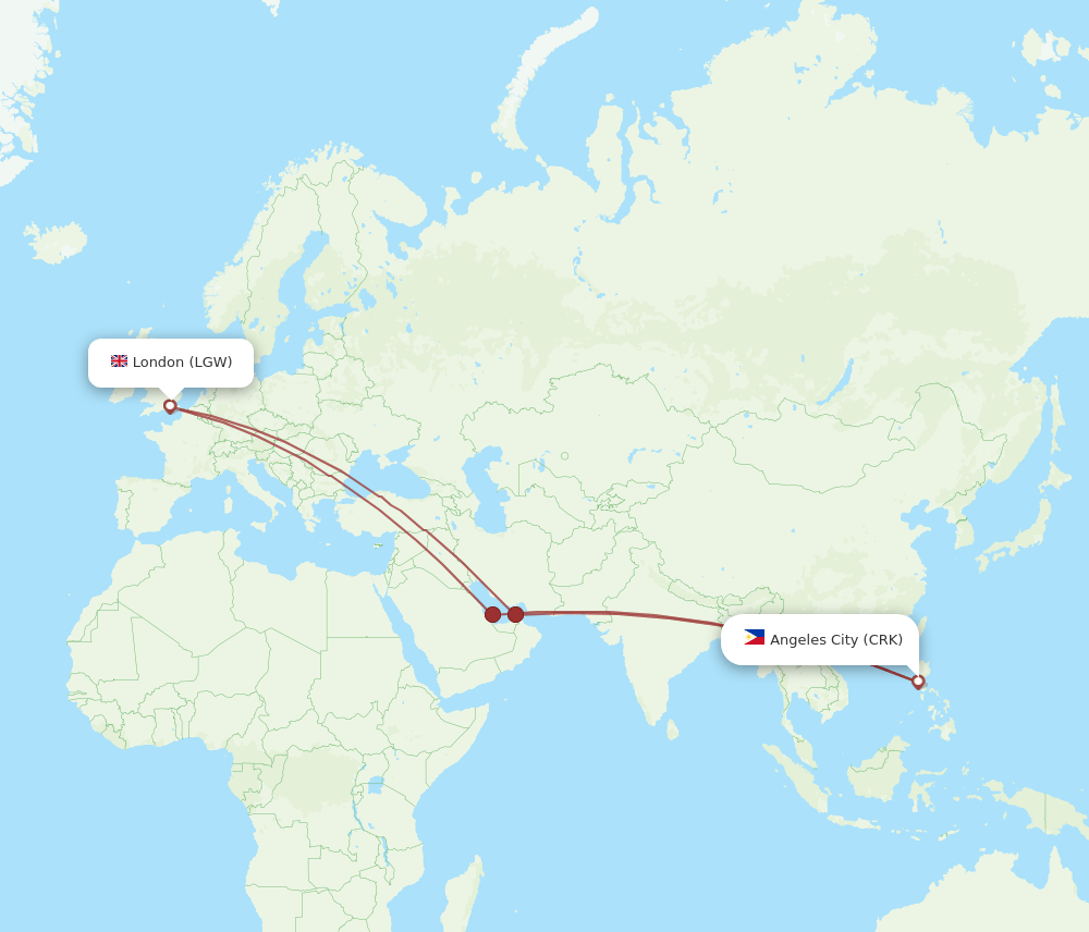 CRK-LGW flight routes