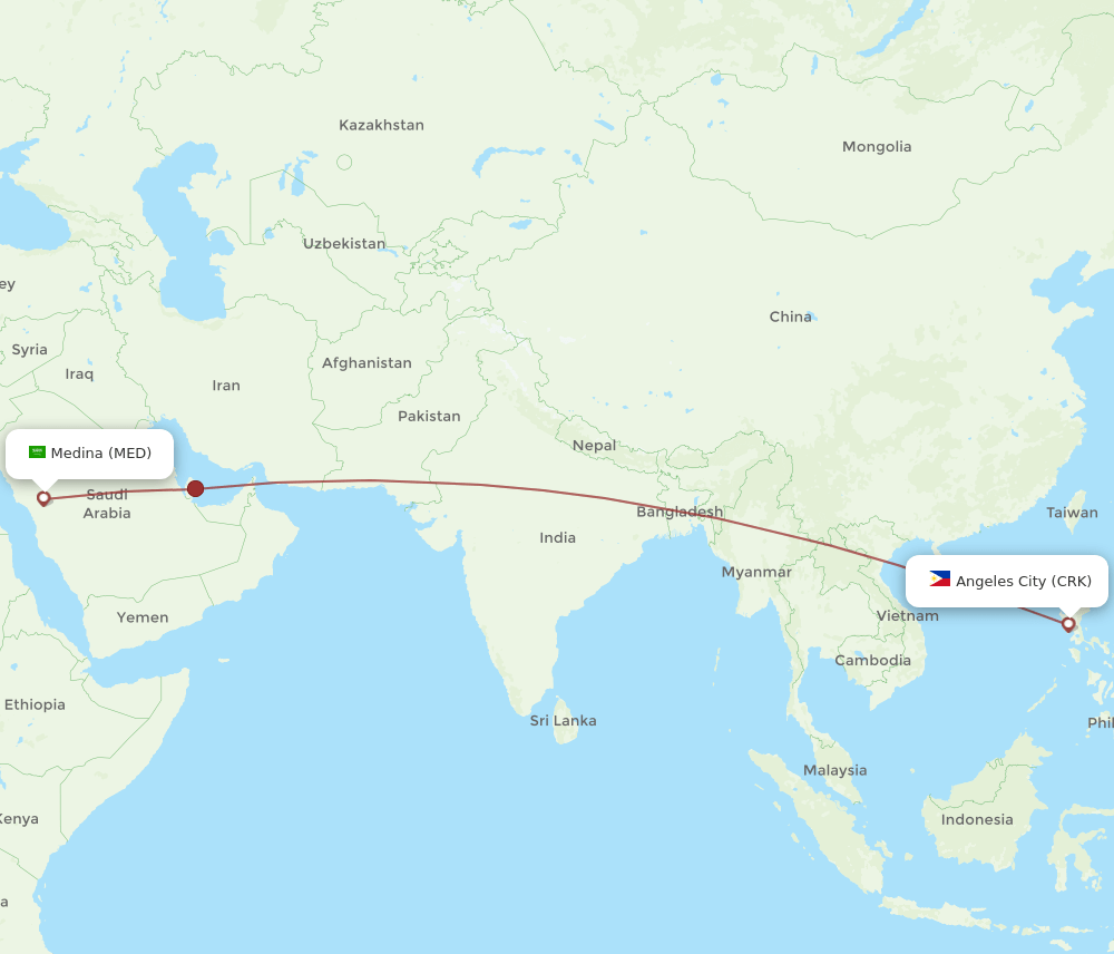 CRK to MED flights and routes map