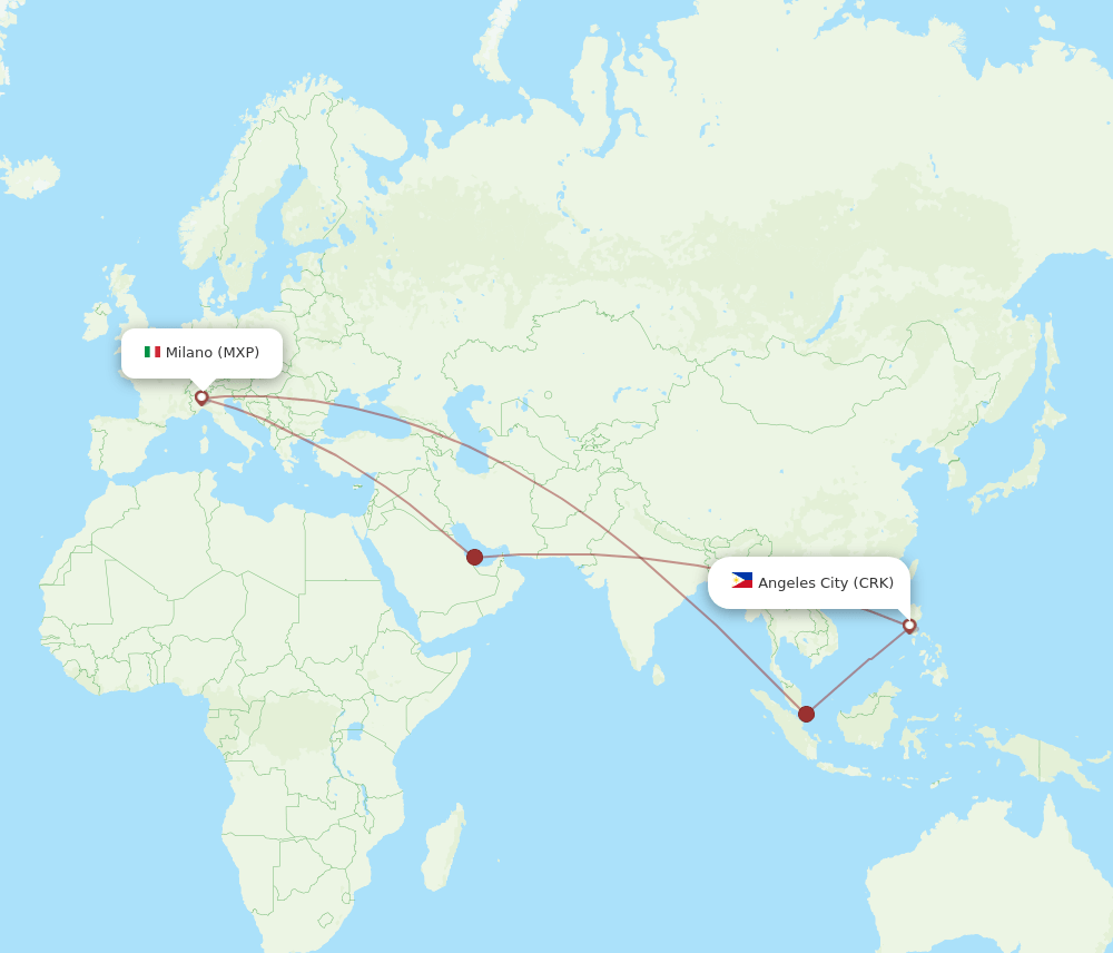 CRK-MXP flight routes