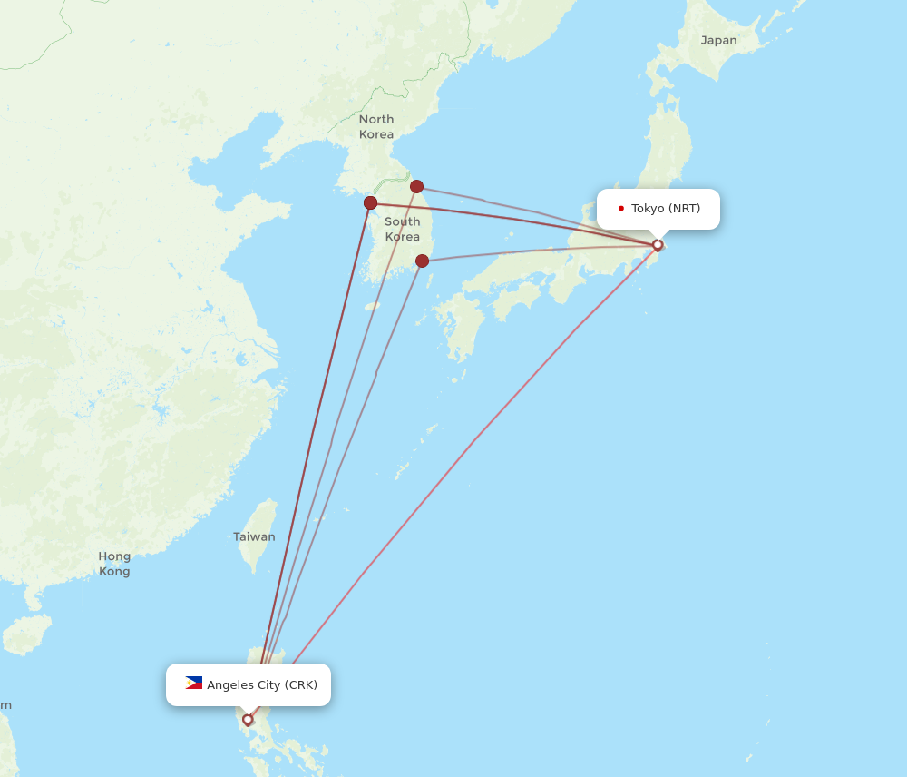 CRK to NRT flights and routes map