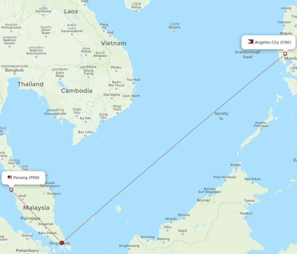 CRK-PEN flight routes