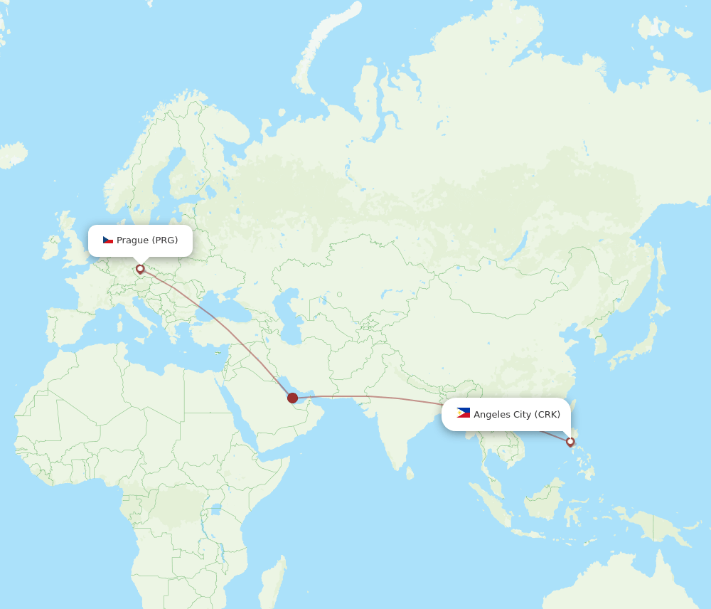 CRK to PRG flights and routes map