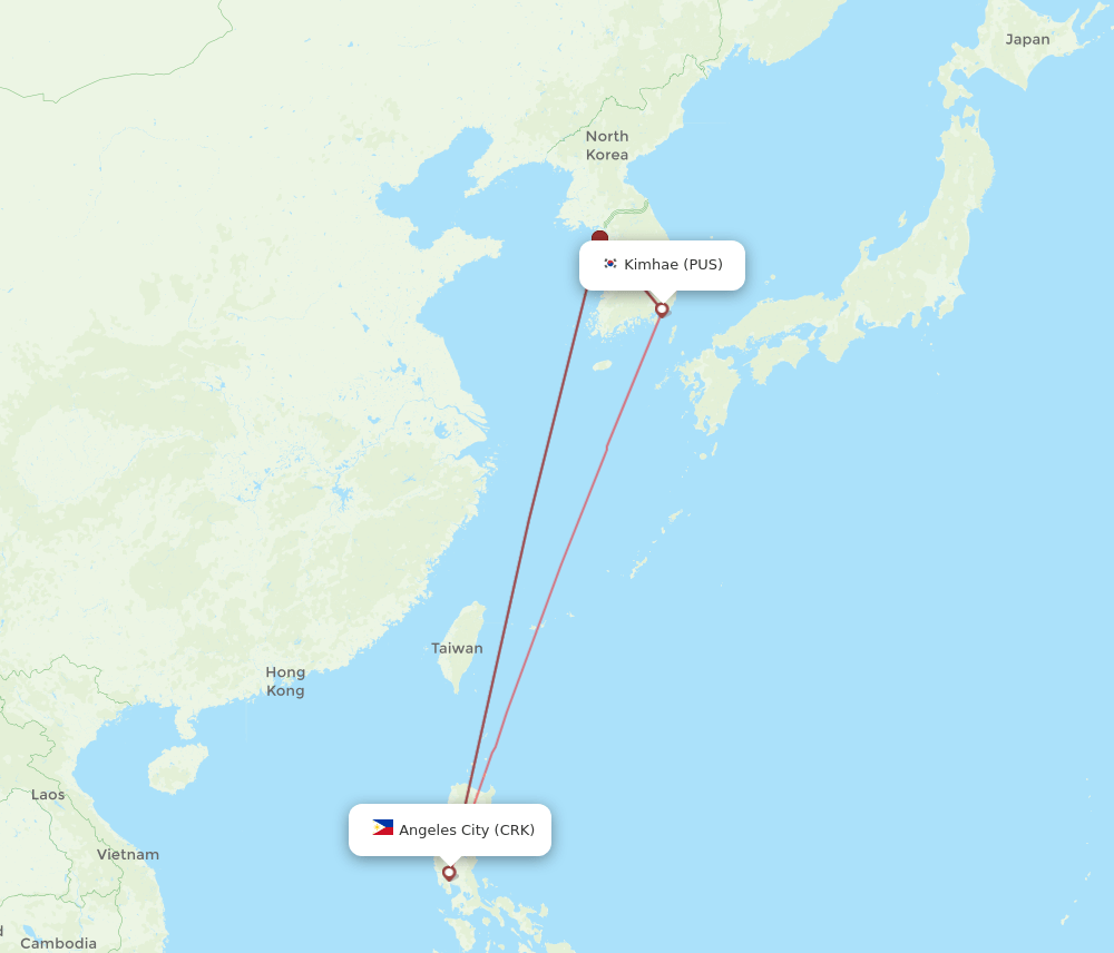 CRK-PUS flight routes