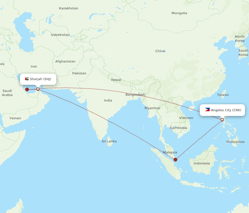CRK-SHJ flight routes