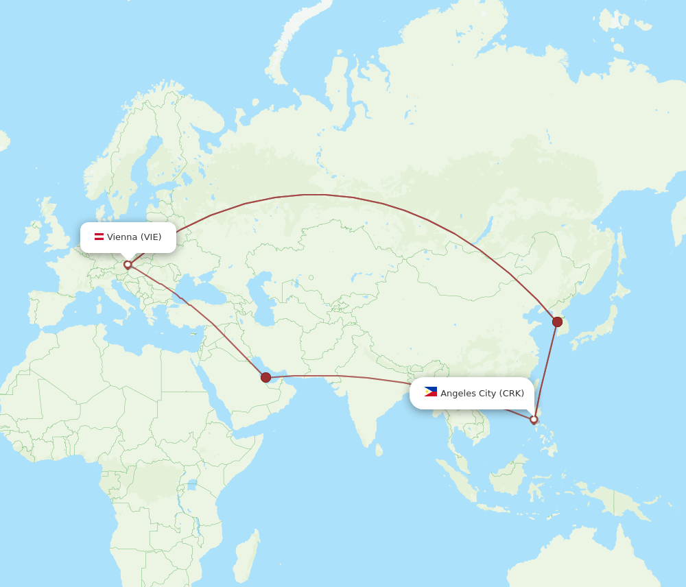 CRK to VIE flights and routes map