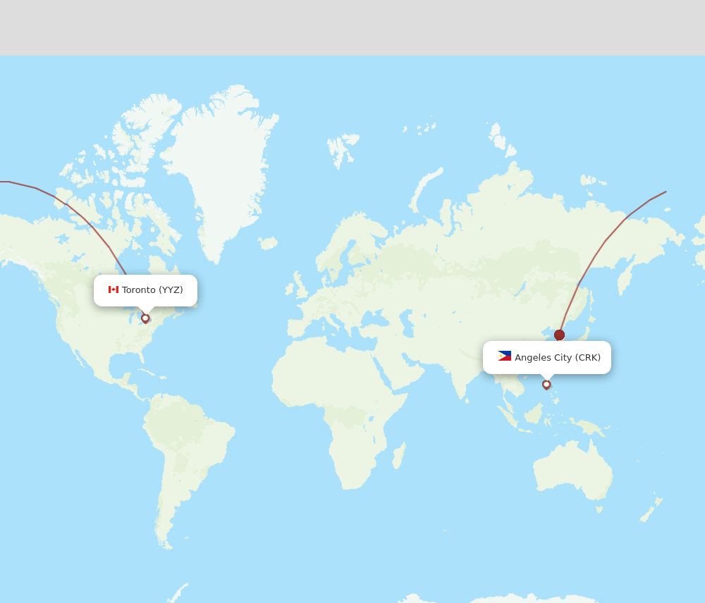Toronto - Angeles route map and flight paths