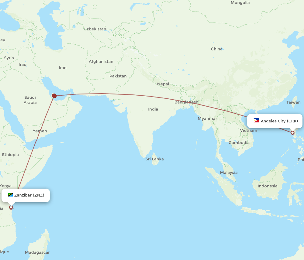 CRK-ZNZ flight routes