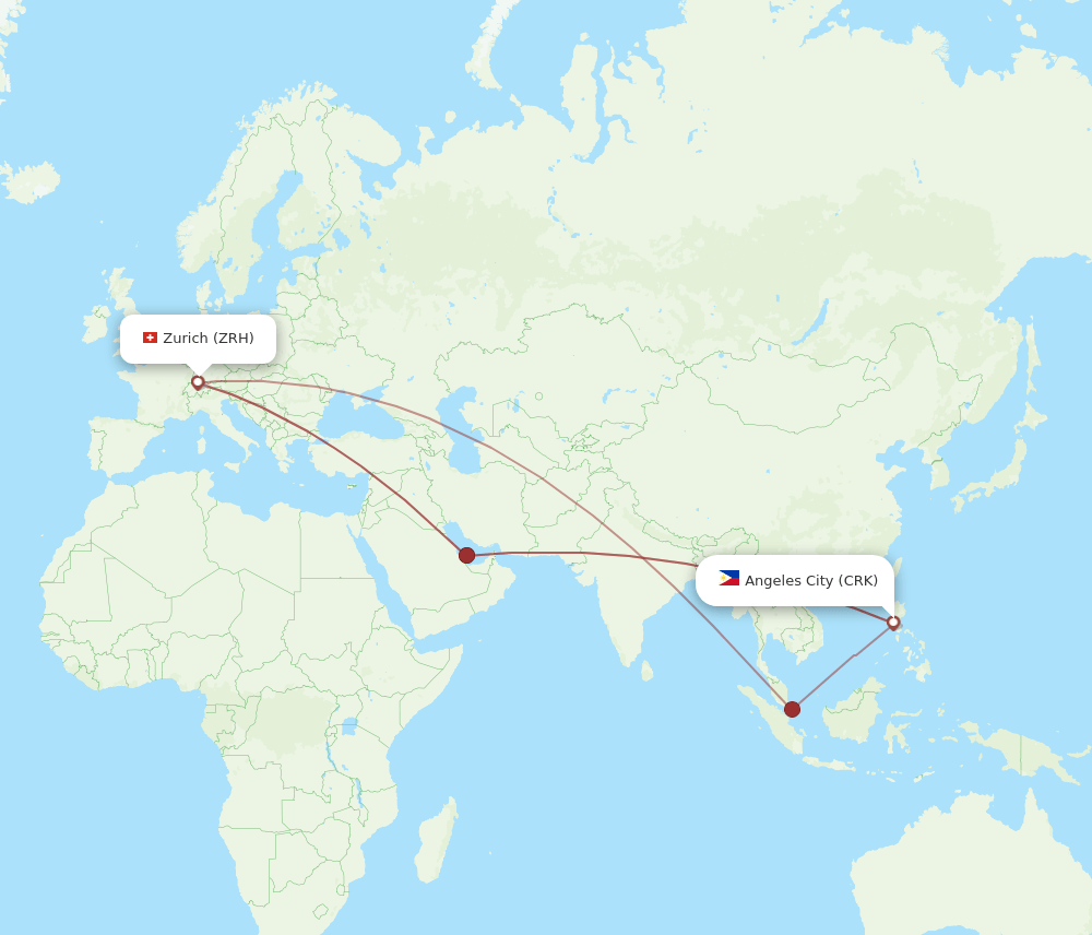 CRK-ZRH flight routes