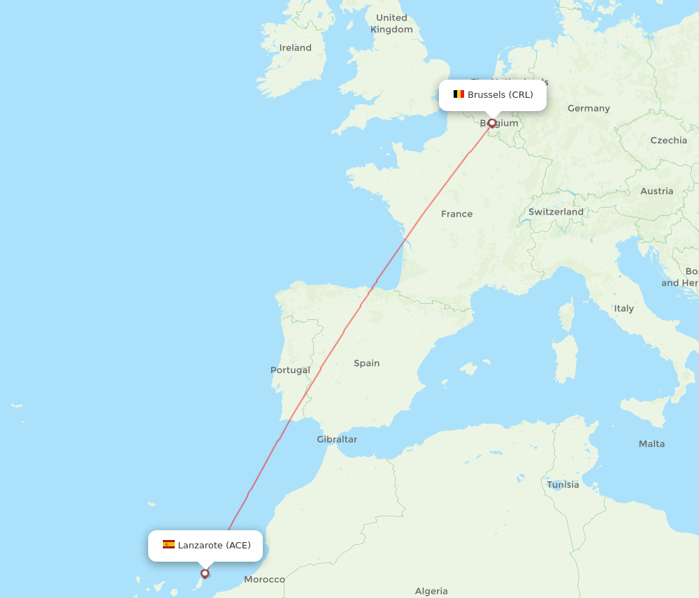 CRL to ACE flights and routes map