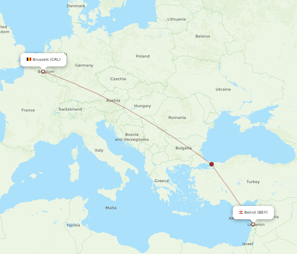 CRL-BEY flight routes