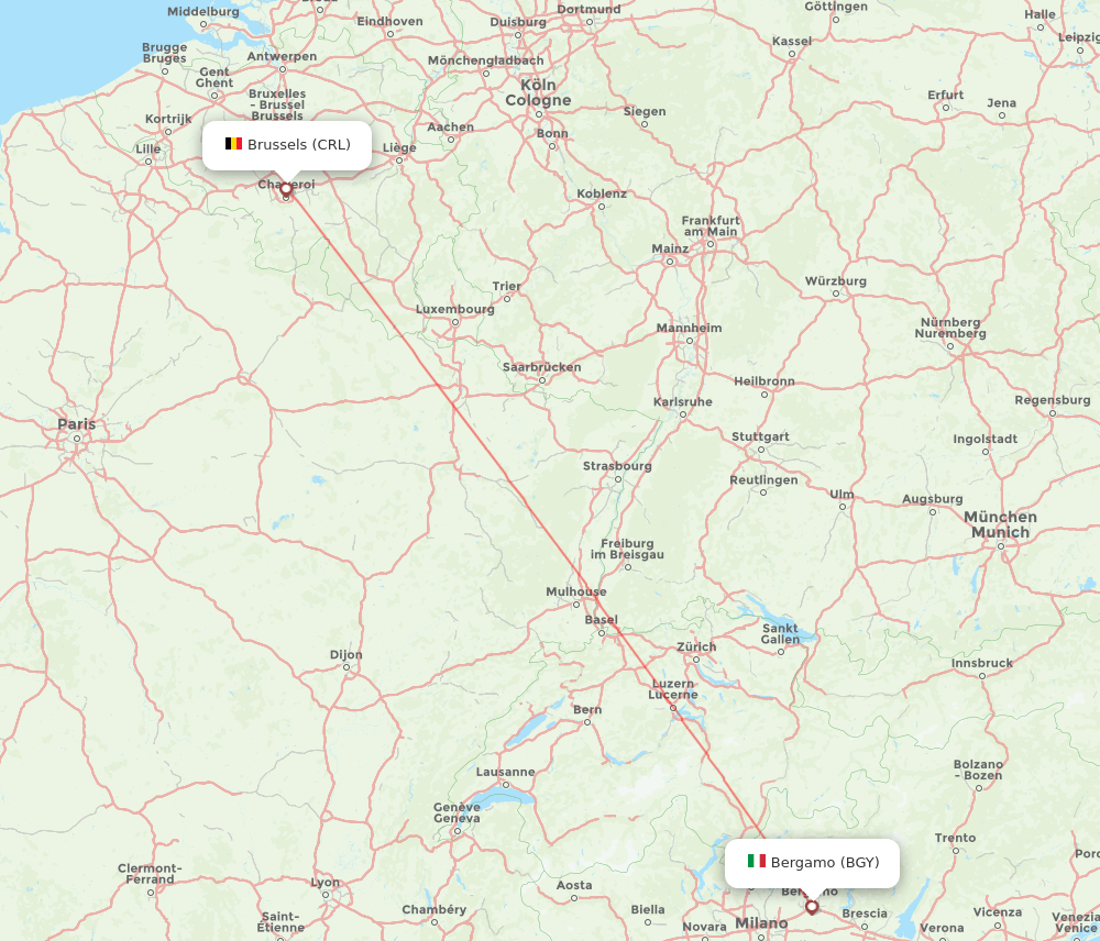 CRL to BGY flights and routes map