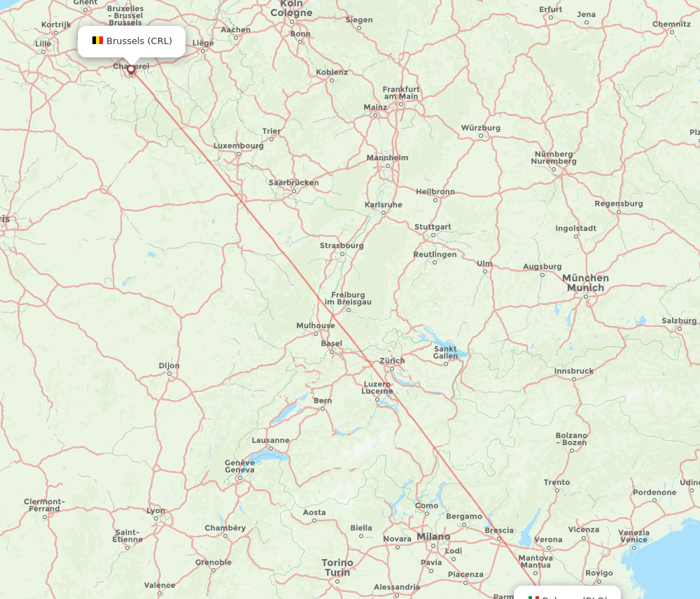 CRL to BLQ flights and routes map