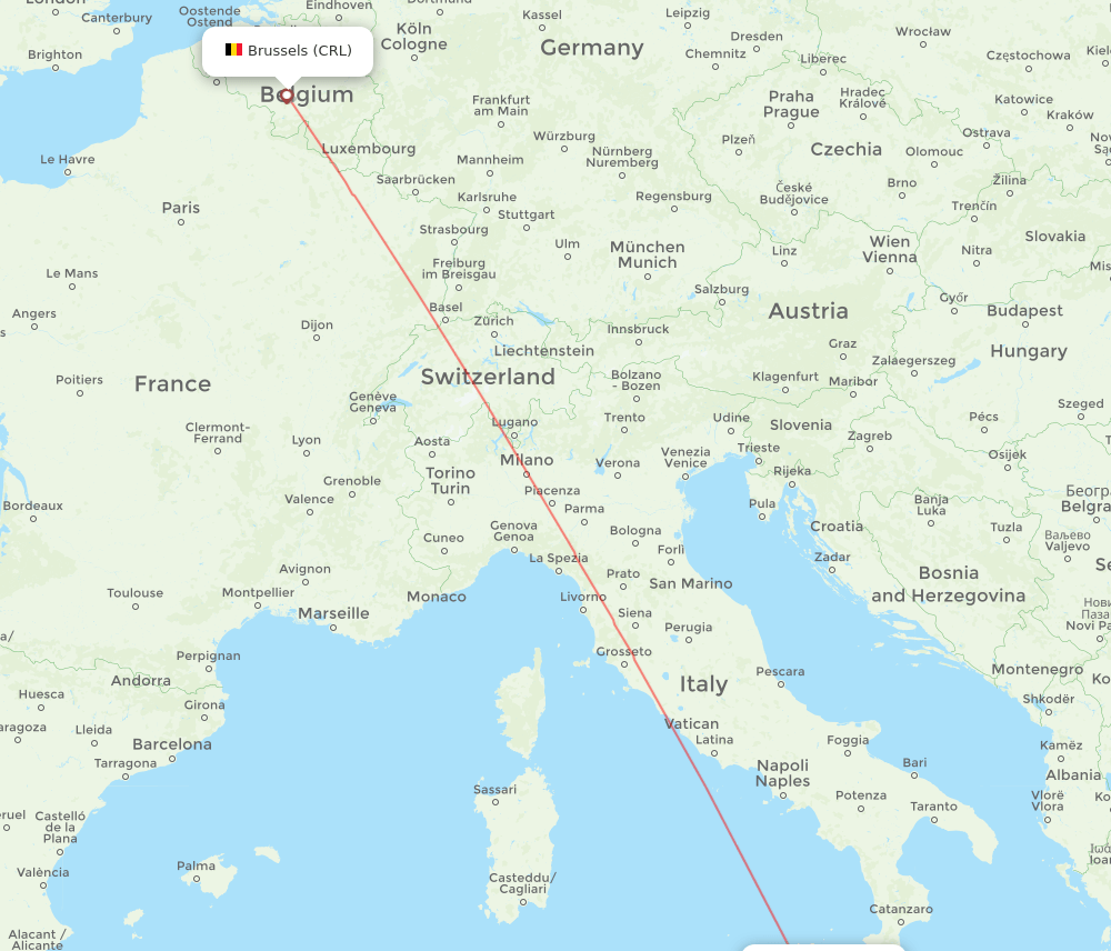 CRL to CTA flights and routes map