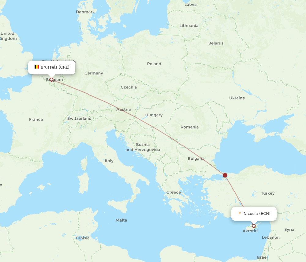 CRL-ECN flight routes