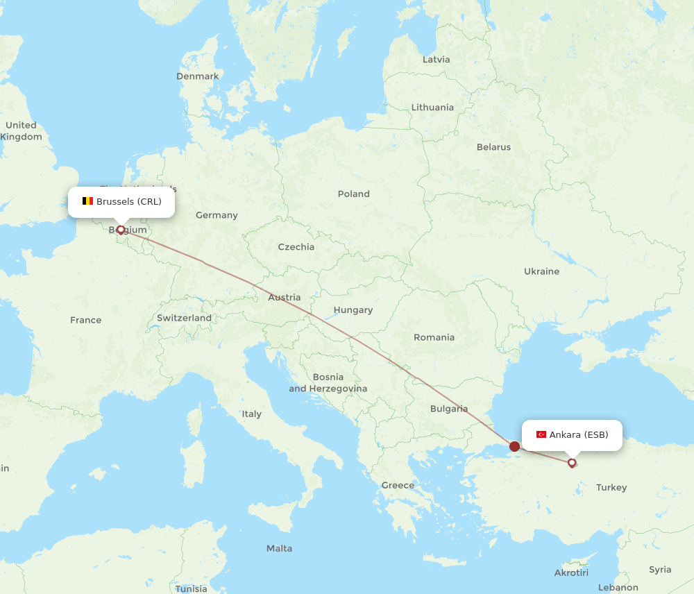 CRL-ESB flight routes