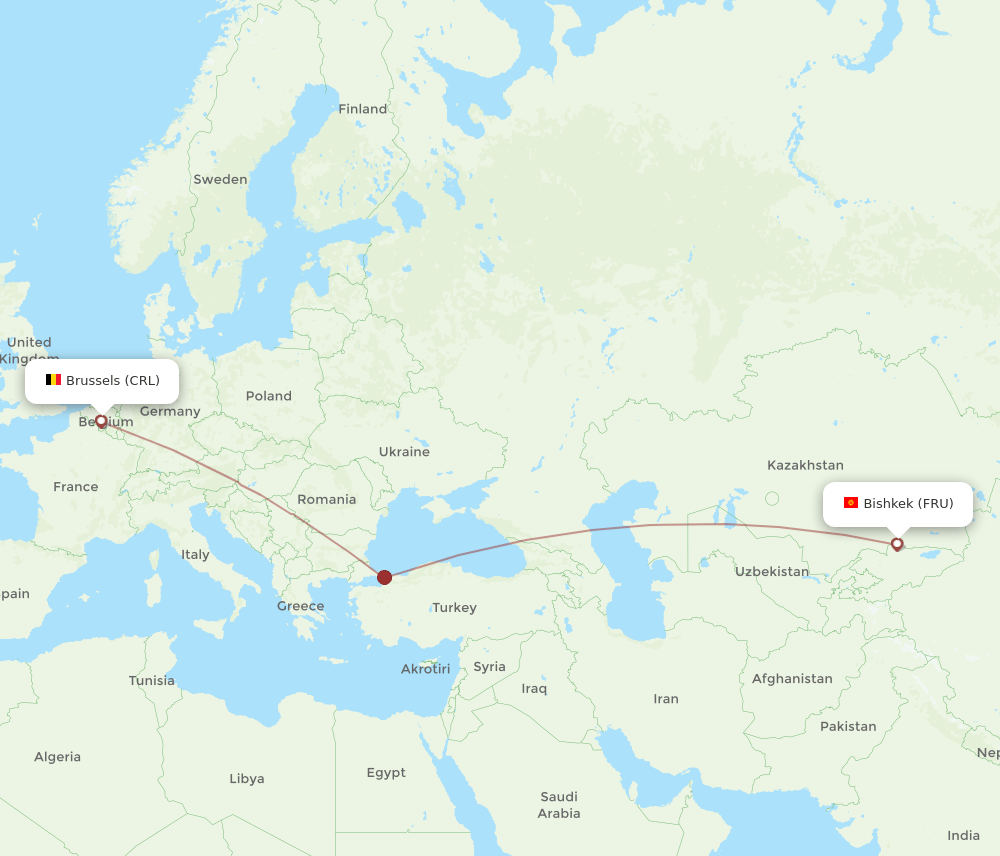 CRL-FRU flight routes