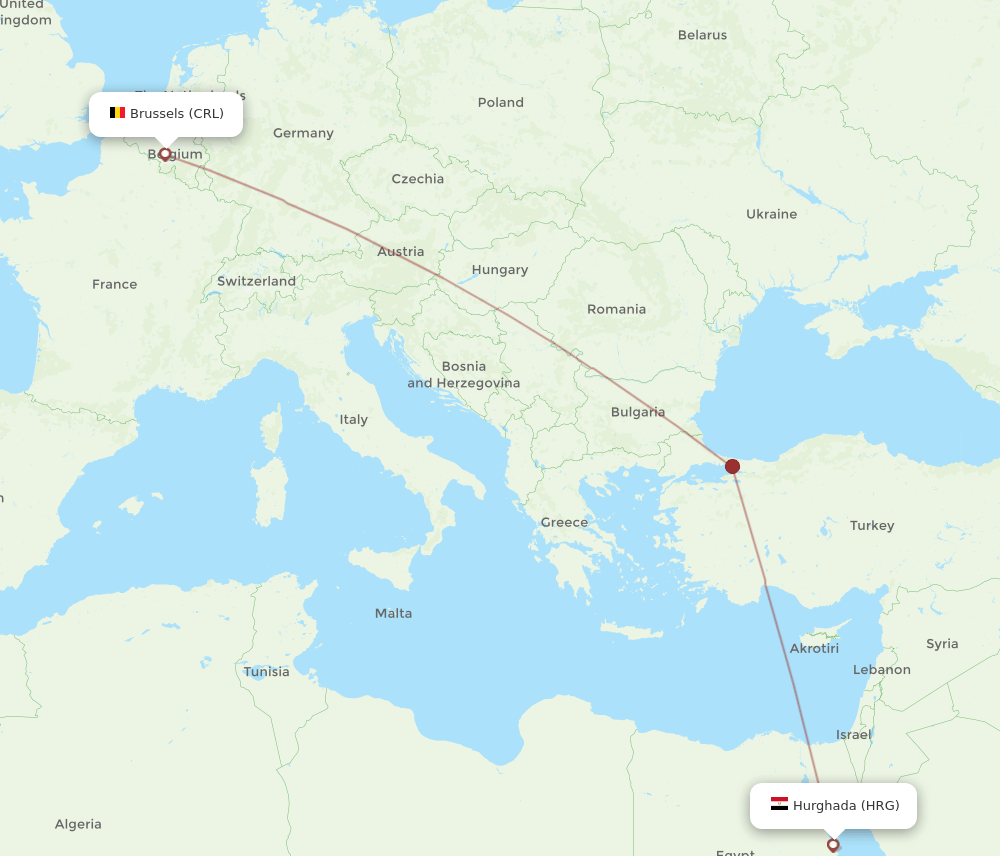 CRL-HRG flight routes