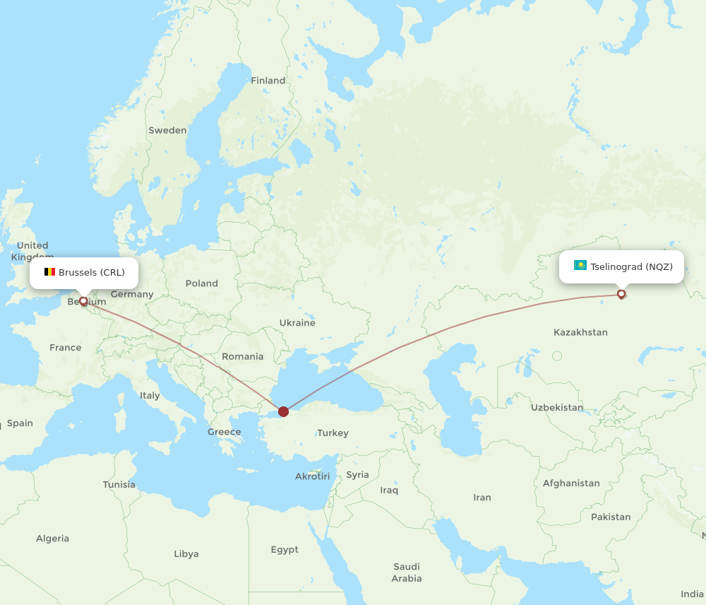 CRL-NQZ flight routes