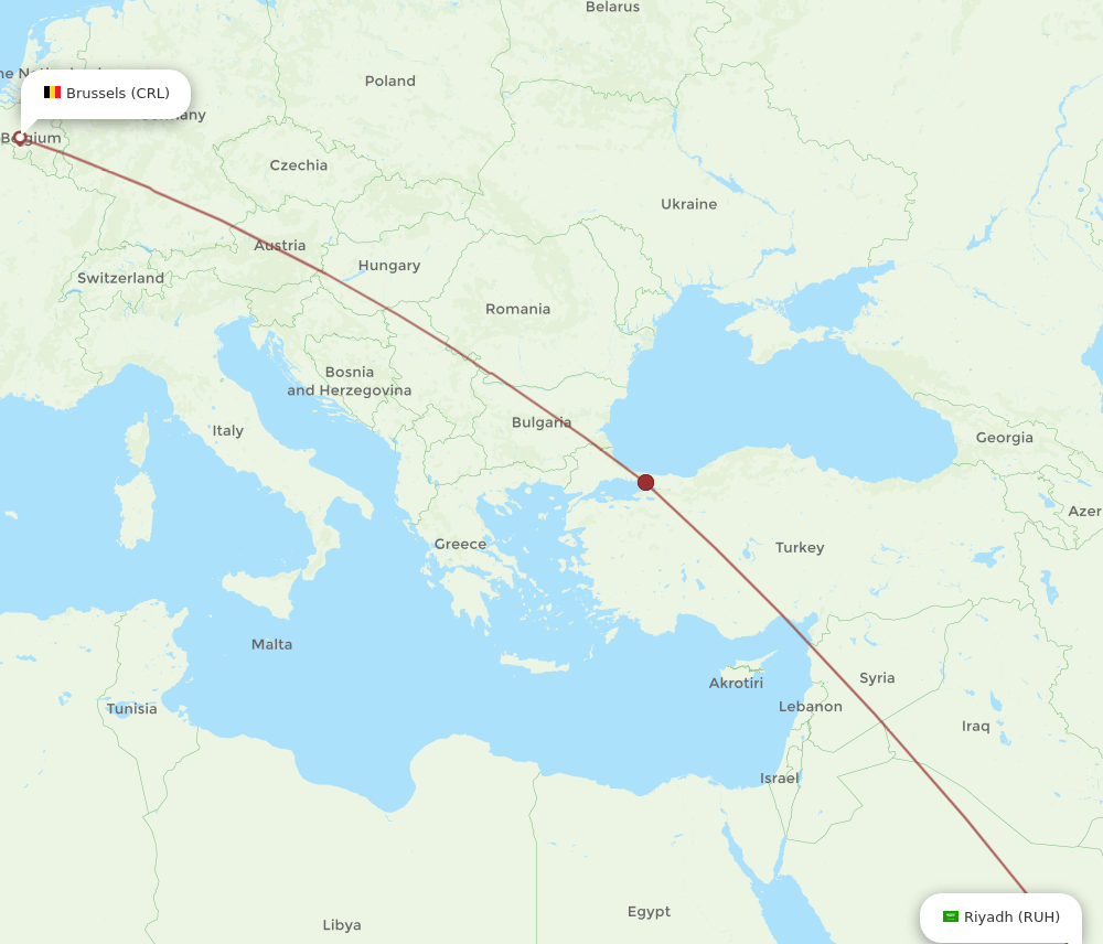 CRL-RUH flight routes