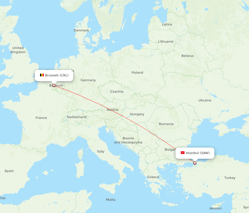 CRL-SAW flight routes