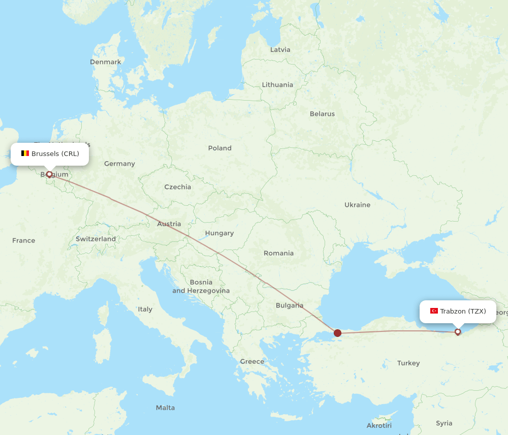 CRL-TZX flight routes